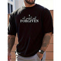 Men's “Not Just FORGIVEN” Christian T-Shirt | Black Heavyweight Cotton Graphic Tee, Loose Fit Casual Top for Church & Gym