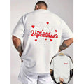 Men'S Happy Valentine'S Day T-Shirt, Featuring a Black Crew Neck Made of, Adorned with Red Hearts And White Lettering. This Casual Tee Is Tattoo-Friendly And Makes an Ideal Gift for Couples, Suitable for Parties And Dates