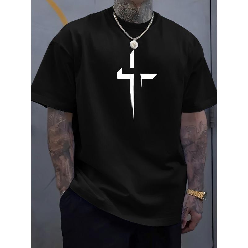 [Summer T-Shirt] Breathable Men's Fashion Letter Print Casual T-Shirt | Crew Neck, Short Sleeve, Summer Essential