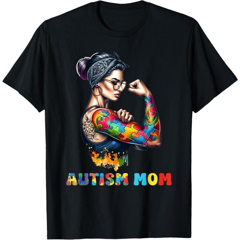 100%cotton Autism Mom Autism Awareness Strong and Proud Autistic Kids T-Shirt Top Vintage Statement Everyday