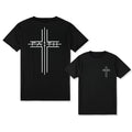 Double-Sided, Romantic Cross Print T-Shirt, Printed Retro Fashion T-Shirt, Beach Essential
