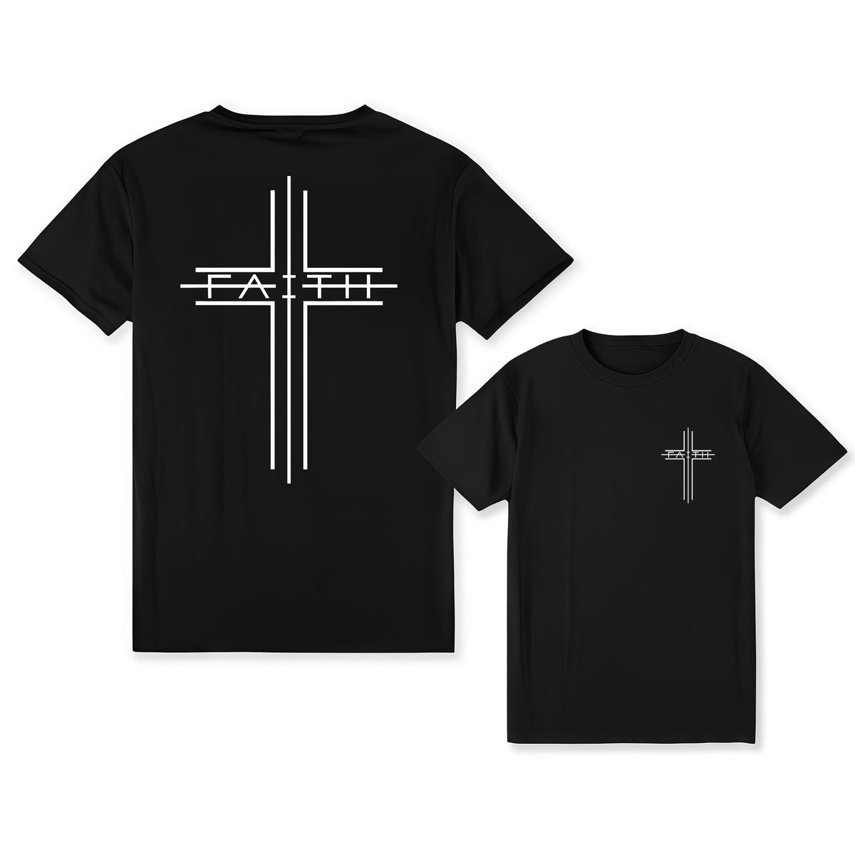 Double-Sided, Romantic Cross Print T-Shirt, Printed Retro Fashion T-Shirt, Beach Essential