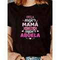 Women'S Black Mother'S Day T-Shirt with Pink Letter Print-Mejor Mama Design, Short Sleeve Crew Neck, Comfortable Polyester Blend,Perfect Gift for Mom, Allseason Apparel| Mother'S Day Theme| Stretchy Fabric