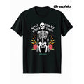 Men'S Hip Replacement Surgery Recovery T-Shirt - Never Wander Tumetiman Graphic Tee - Black with White Skeleton Design - Heavyweight 220gsm Post-Surgery Shirt - Casual Everyday & Physical Relax Apparel - Machine Washable, Bold Statement Shirt