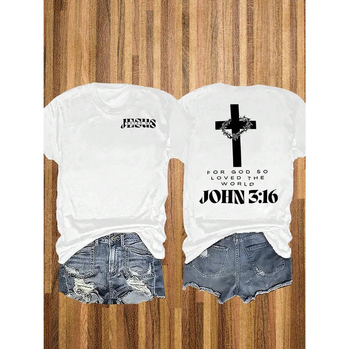 Women'S Fashion T-Shirt, Double-Sided Graphic Print Design, Easy Design, Comfortable Fabric That Is Machine Washable