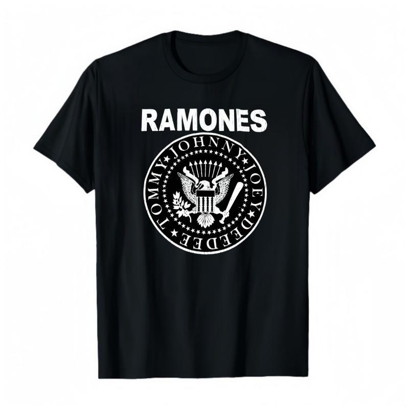 100% Cotton Distressed Punk Rock Shirt Vintage Band Graphic Tee Men’s Black T-Shirt