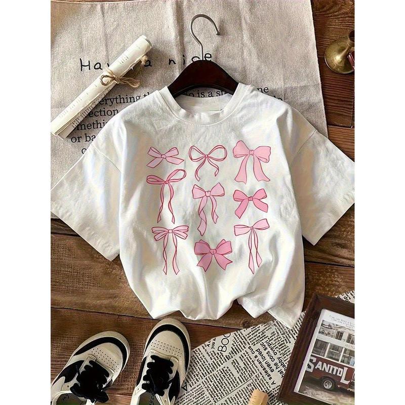 Women’s Minimal Bow Graphic Tee | Relaxed Casual Style | Fashion Top