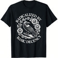 Radicalized By Basic Decency Floral Crow  Activist T-Shirt Men & Women Casual Crew Neck Short Sleeve Tee, Inspired Gift For Halloween, Christmas