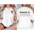 Psalm 91 Shirt, Bible Verse-Shirt, Christian Shirt, Women's Religious Shirt, Faith Shirt, Christian, Jesus Shirt, Her,Letter Print, Comfortable Cotton Material, Skin Friendly, Soft And Cool, Summer Women's-Shirt