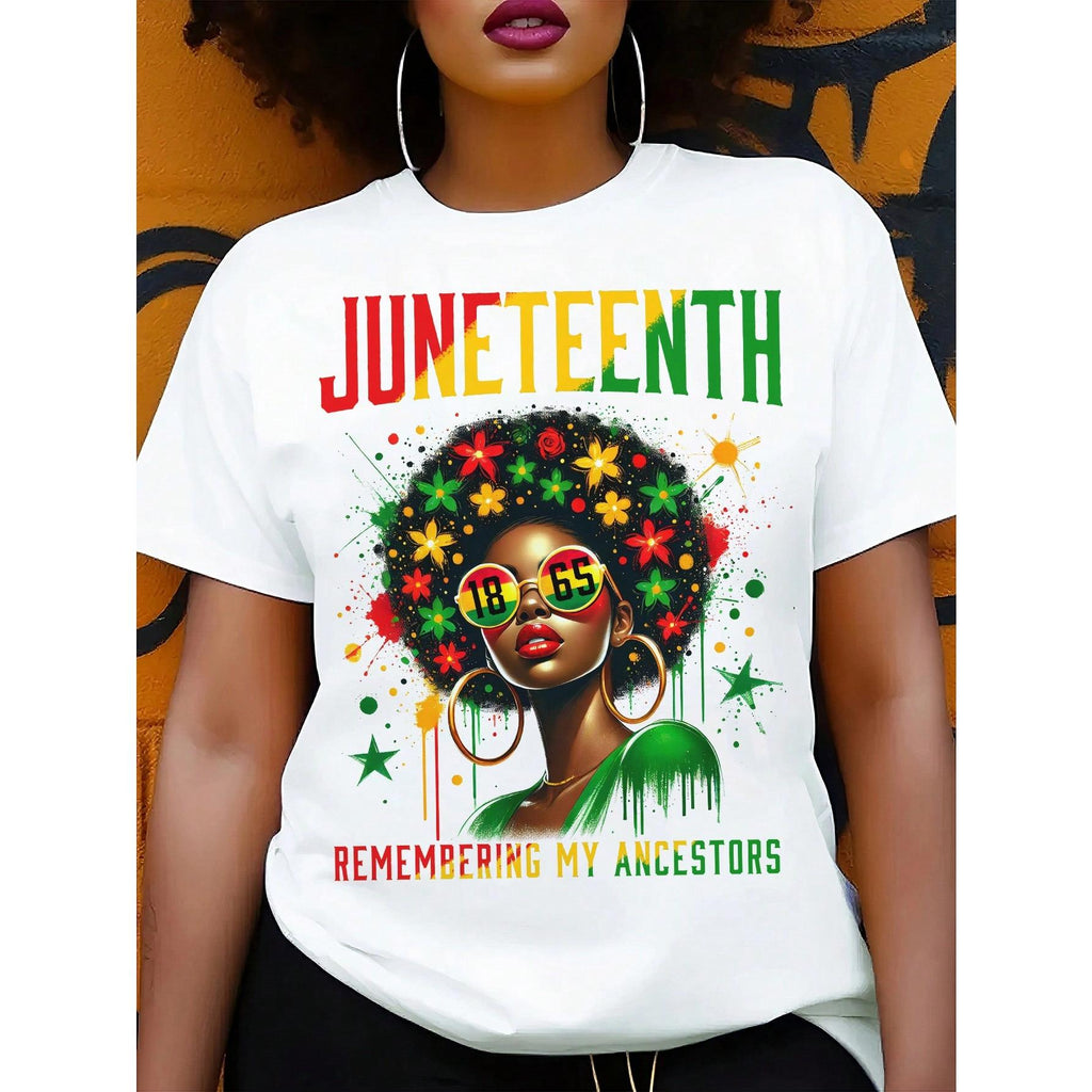Juneteenth 1865 Fashionable And Versatile, New Summer And Spring Styles. Funny Women's T-Shirts Fashion-Ready Women's Tee Spring And Summer Essential With Round Neck, Ideal For Gift-Giving