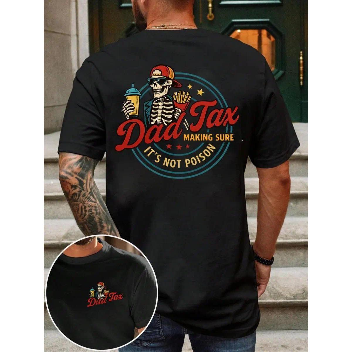 Men's Regular Fit Skeleton Print Round Neck Tee, Casual Short Sleeve Crew Neck T-shirt for Summer, Fashion Men's Top for Daily Wear, Tropical