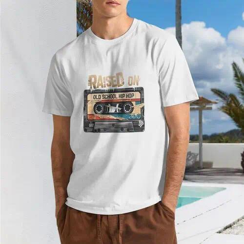 Raised On Old School Hip Hop Tshirt Cassette Graffiti Rap T-Shirt 100% Cotton Unisex Comfortable Casual Sports Tee