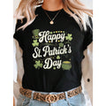 Women‘s St. Patrick’s Day Clover Leprechaun Hat T-Shirt | Bright Green Short Sleeve Casual Top, Soft Stretchy Festive Tee