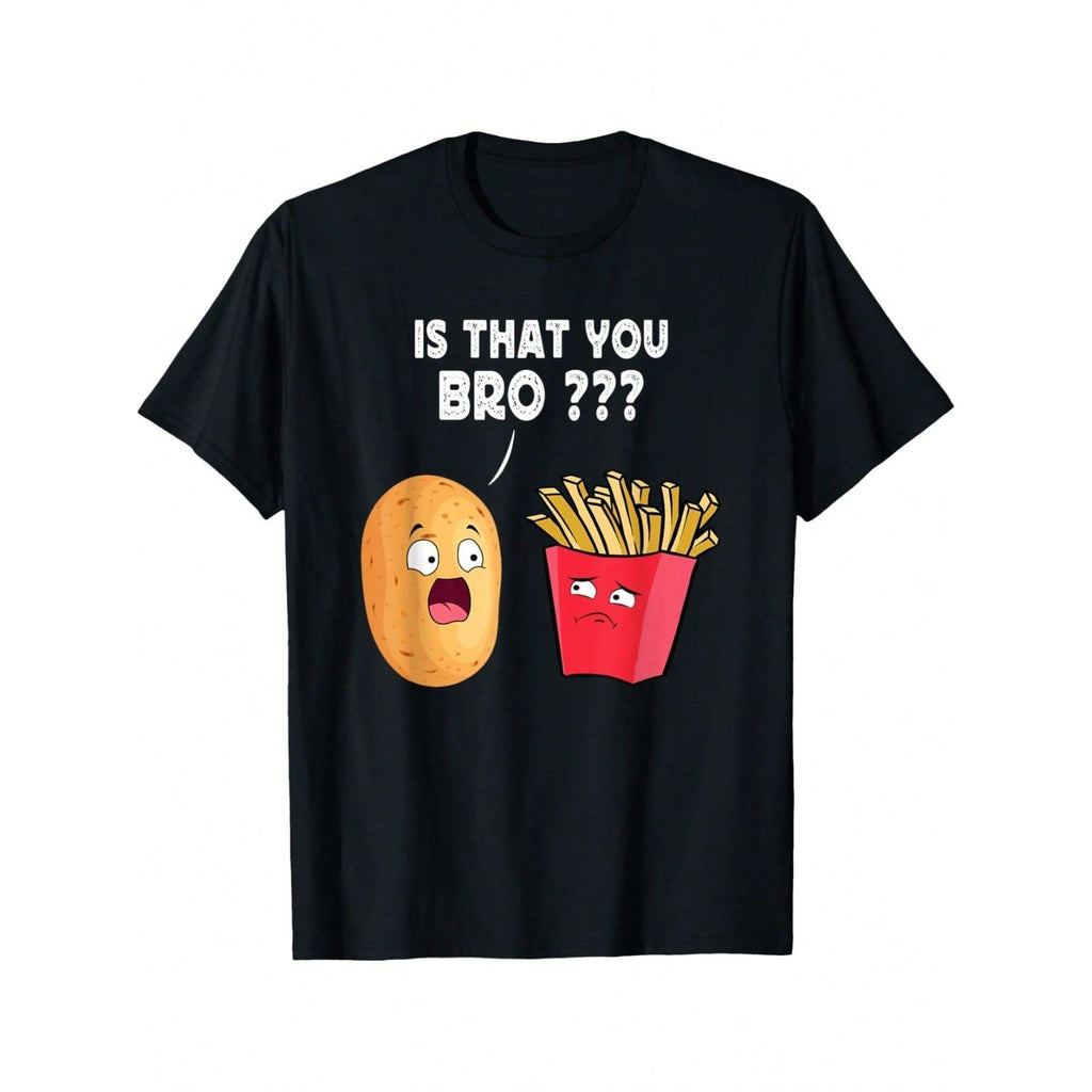 Fun "Are You, Brother?" French Fry Chef Printed Boys' T-Shirt - Breathable Cotton, Comfortable And Comfortable, Perfect Summer Gift, Potato Joke, Moisture Wicking, Street Style, Round Neck, Short Sleeve