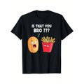 Fun "Are You, Brother?" French Fry Chef Printed Boys' T-Shirt - Breathable Cotton, Comfortable And Comfortable, Perfect Summer Gift, Potato Joke, Moisture Wicking, Street Style, Round Neck, Short Sleeve