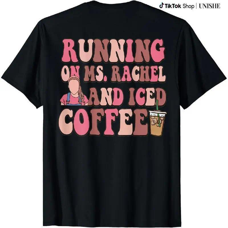 Cotton Printing Running On Iced Coffee Funny Saying T Shirt