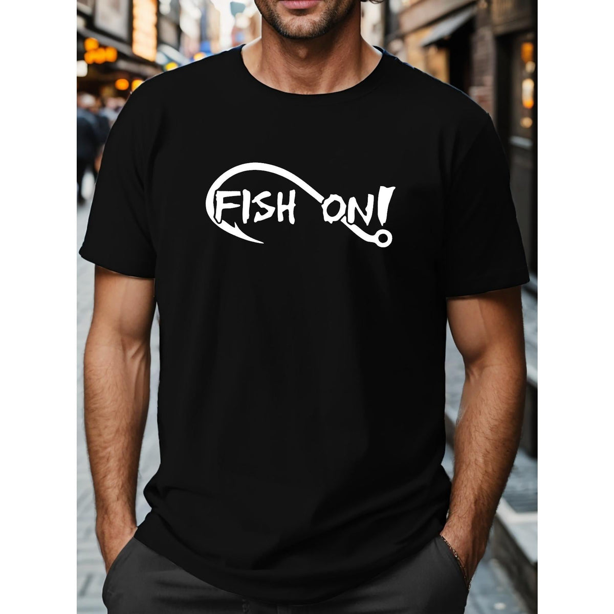 FISH ON Crinkle Plus Size Men'S Tee