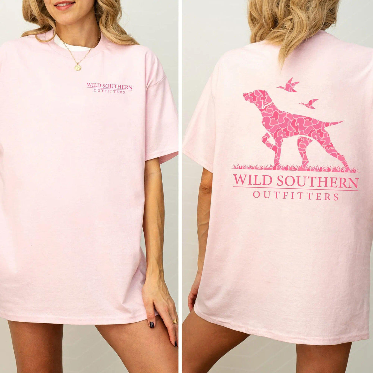 Pink Camo Hunting Dog Shirt, Wild Southern T-shirt, Simply Printed Graphic Shirt