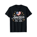 Men's Casual 1776-2026 Flag Heart T-Shirt, Loose Fit Cotton Knit Graphic Tee with Round Neck for July 4th 250th Birthday
