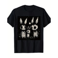 Men'S Summer Round Neck Short Sleeve T-Shirt Featuring a Cute Yet Scary Rabbit Design, with a Gothic Georgian Style, Perfect for Casual Wear