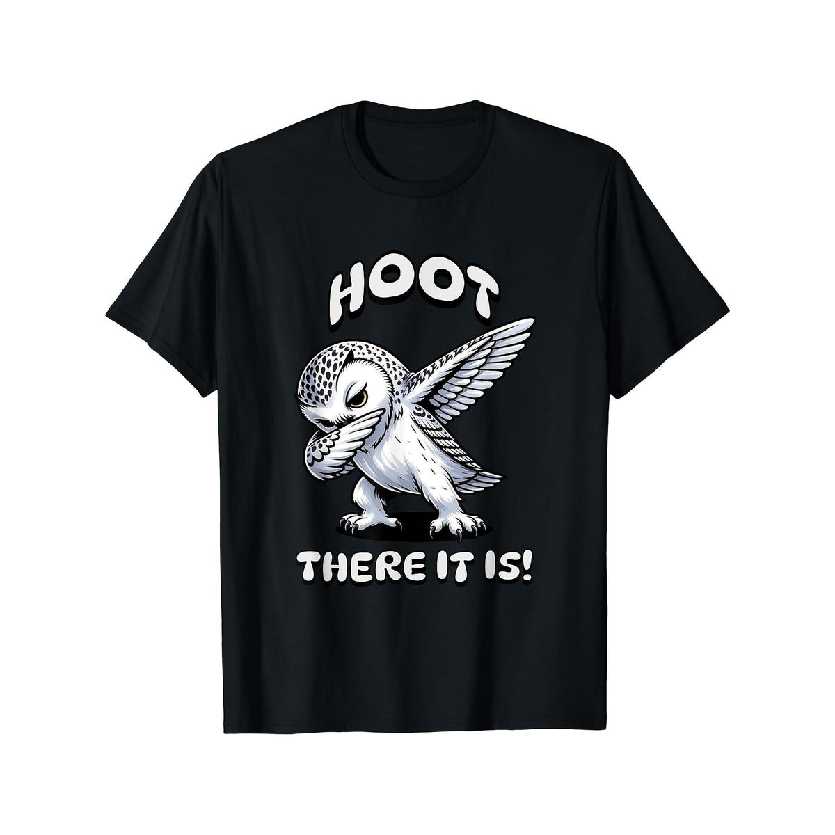 Men'S Heavyweight 180GSM T-Shirt | Funny "Hoot There It Is!" Snowy Owl Graphic Tee, Casual Everyday Shirt for Dad, Husband, Grandpa - Birthday Father'S Day Gift - Sizes S-5XL in Black, Extra Long PlusSize, Plus Size