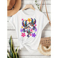 Women'S Casual Short-Sleeve T-Shirt with a Round Neck, Featuring a Mexican And Bohemian Style, Adorned with Folk Art Floral Prints And Three Birds, Perfect for Fashion And Retro Vibes in Spring, Summer, Autumn, And Winter