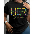 Women's Letter Print Casual Round Neck T Shirt Short Sleeve Summer Wear for Daily Vacation Outdoor Ladies Clothing