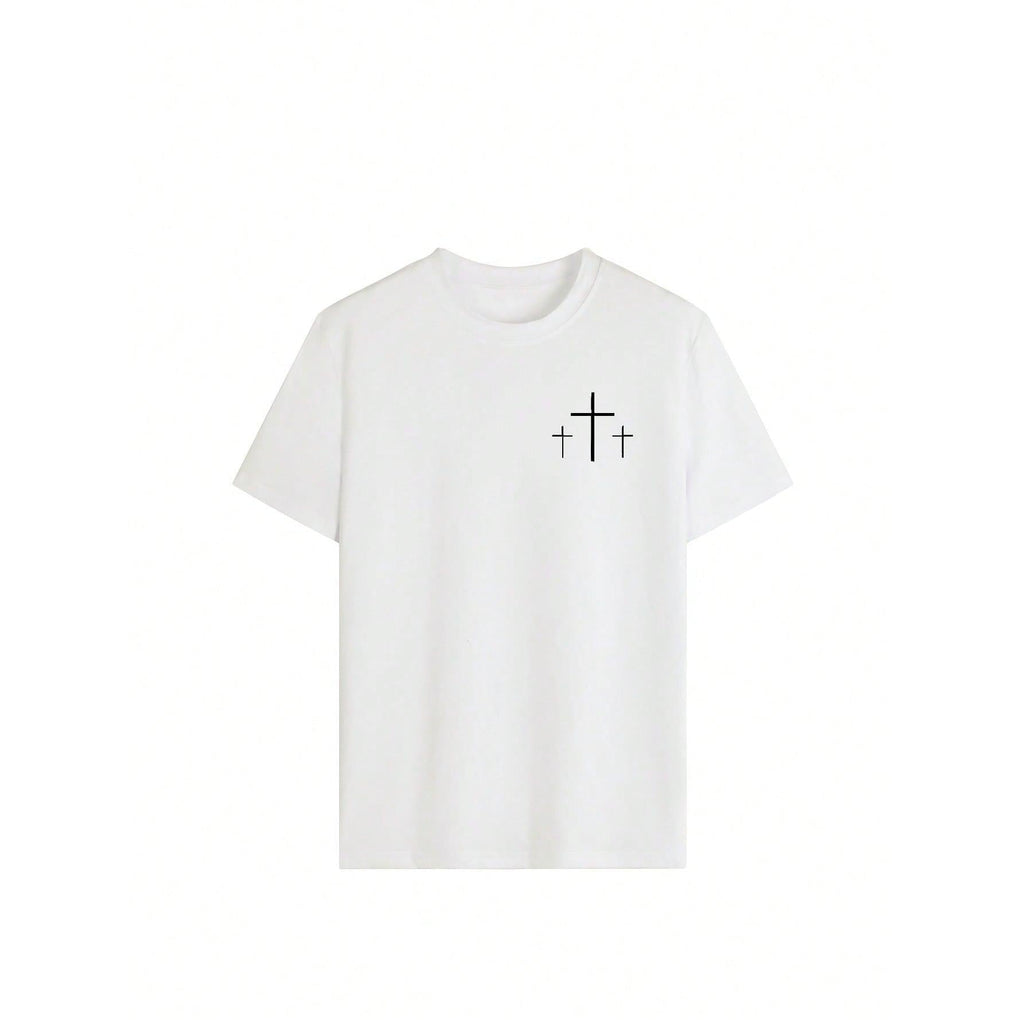 Standard "Faith Overcomes Fear" Christian Inspirational Graphic T-Shirt, Comfortable 2026 Casual Short Sleeve Crew Neck Faith Apparel Black Summer