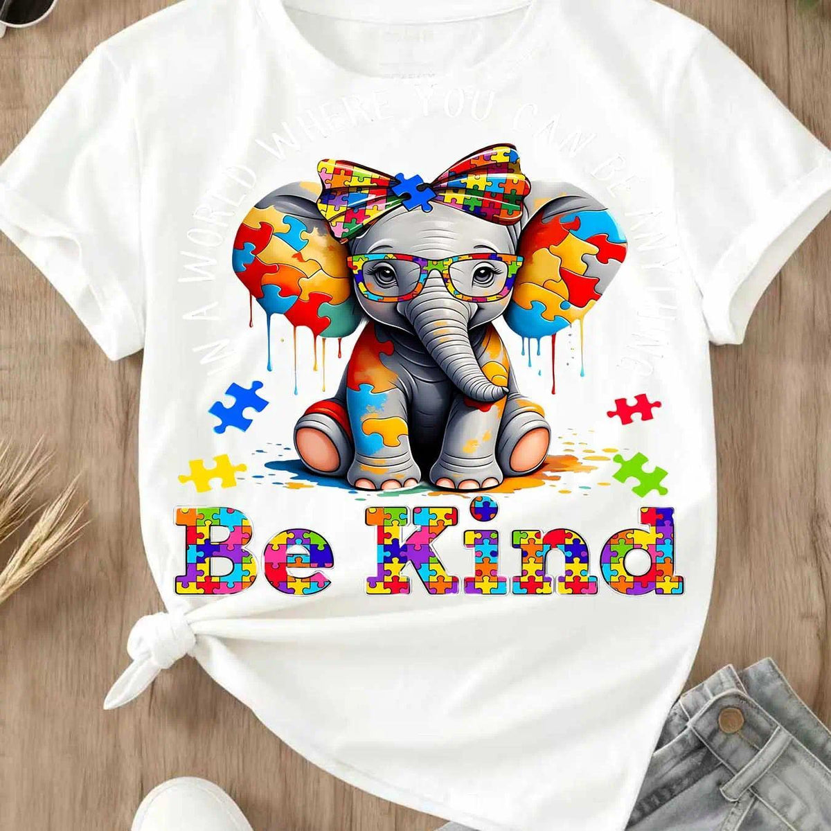 “Be Kind” Elephant T-Shirt | Cute Animal Graphic Tee | Women’s 100% Cotton Casual Top | Nature Lover Gift