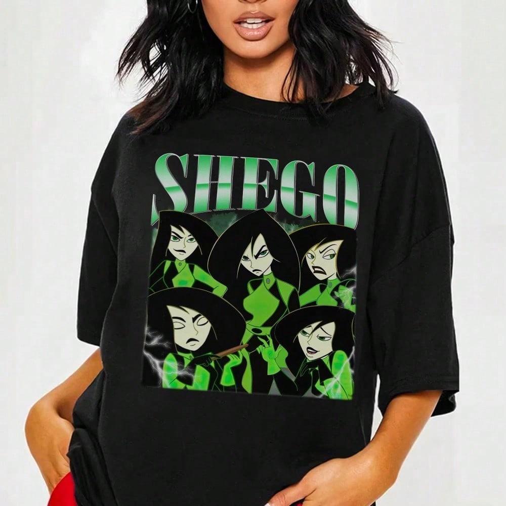 Vintage Villainess Green & Black Graphic Tee, Retro Sci-Fi Anti-Heroine Shirt, 90s Cartoon Vibes
