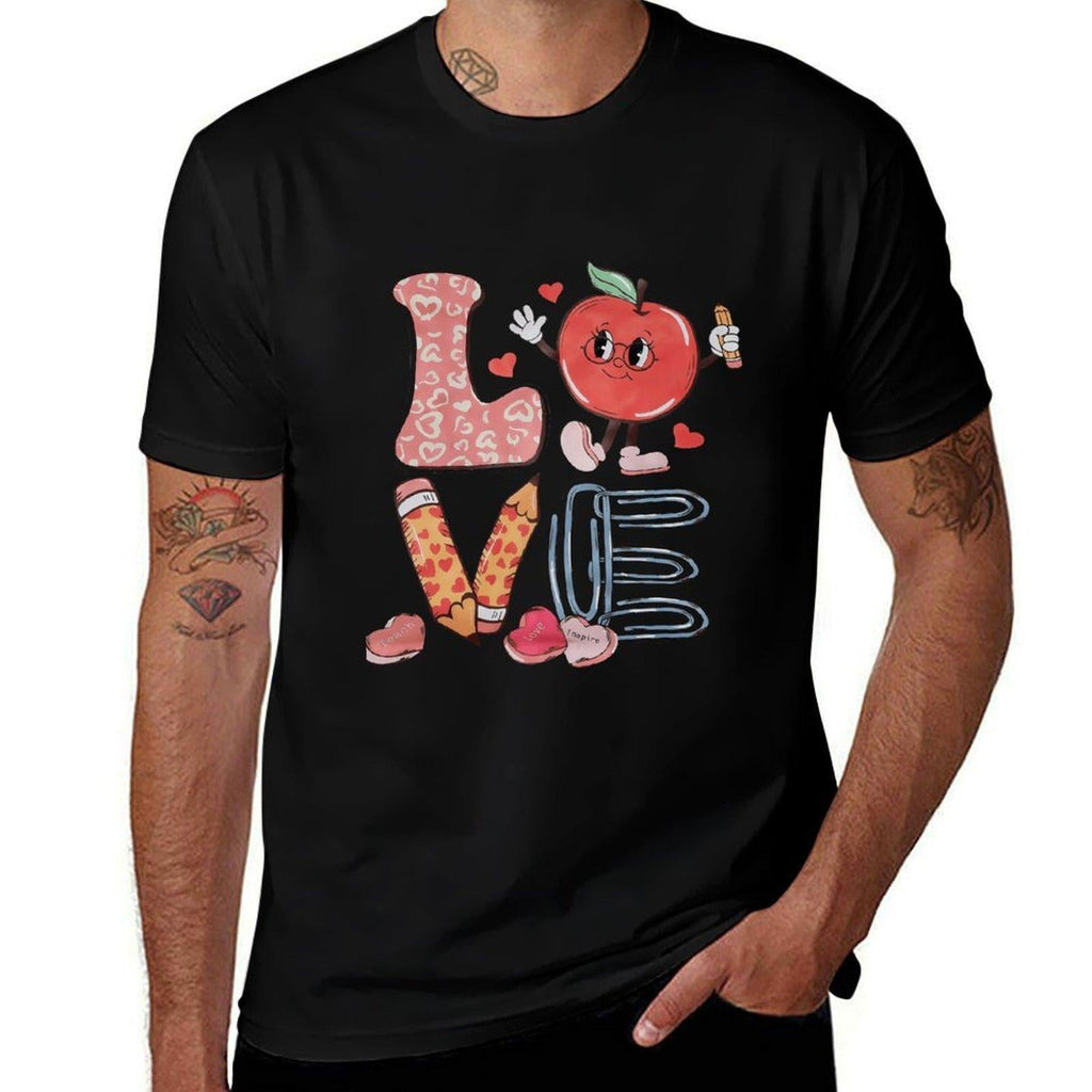 Valentine's Day Shirt Woman Love Valentine Teacher Shirts Love Heart Graphic Tshirt Casual Short Sleeve Tee Tops