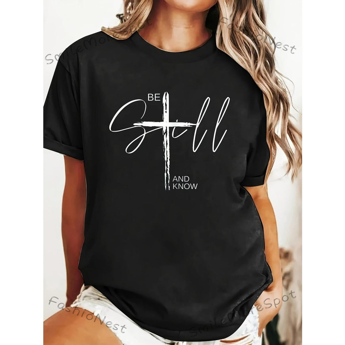Men's Christian "Calming Consciousness" T-shirt-inspirational Cross Pattern Stretch-cotton Regular Short-sleeved Casual Top Spring and Summer Autumn Fashion Machine-washable Comfortable Fabric Text Print Design Halloween Clothing Men's Clothing