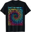 100% Cotton Crazy I Was Crazy Once Tie Dye Funny Oddly Specific Meme T-Shirt.Jpg Men's Women's Vintage Summer Vacation Tops Graphic Tee
