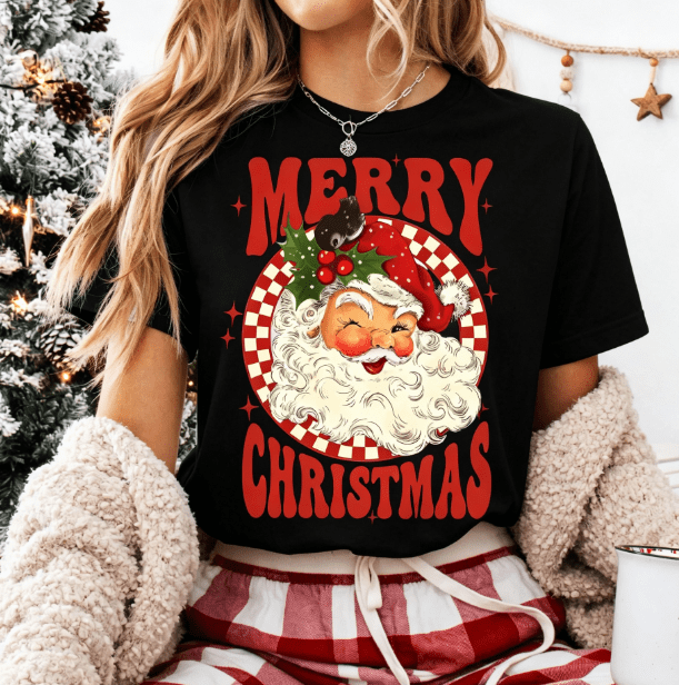 Santa Merry Christmas Shirt, Merry Christmas Shirts, Santa Claus Tee, Xmas Women Shirt, Santa Christmas Party Tee