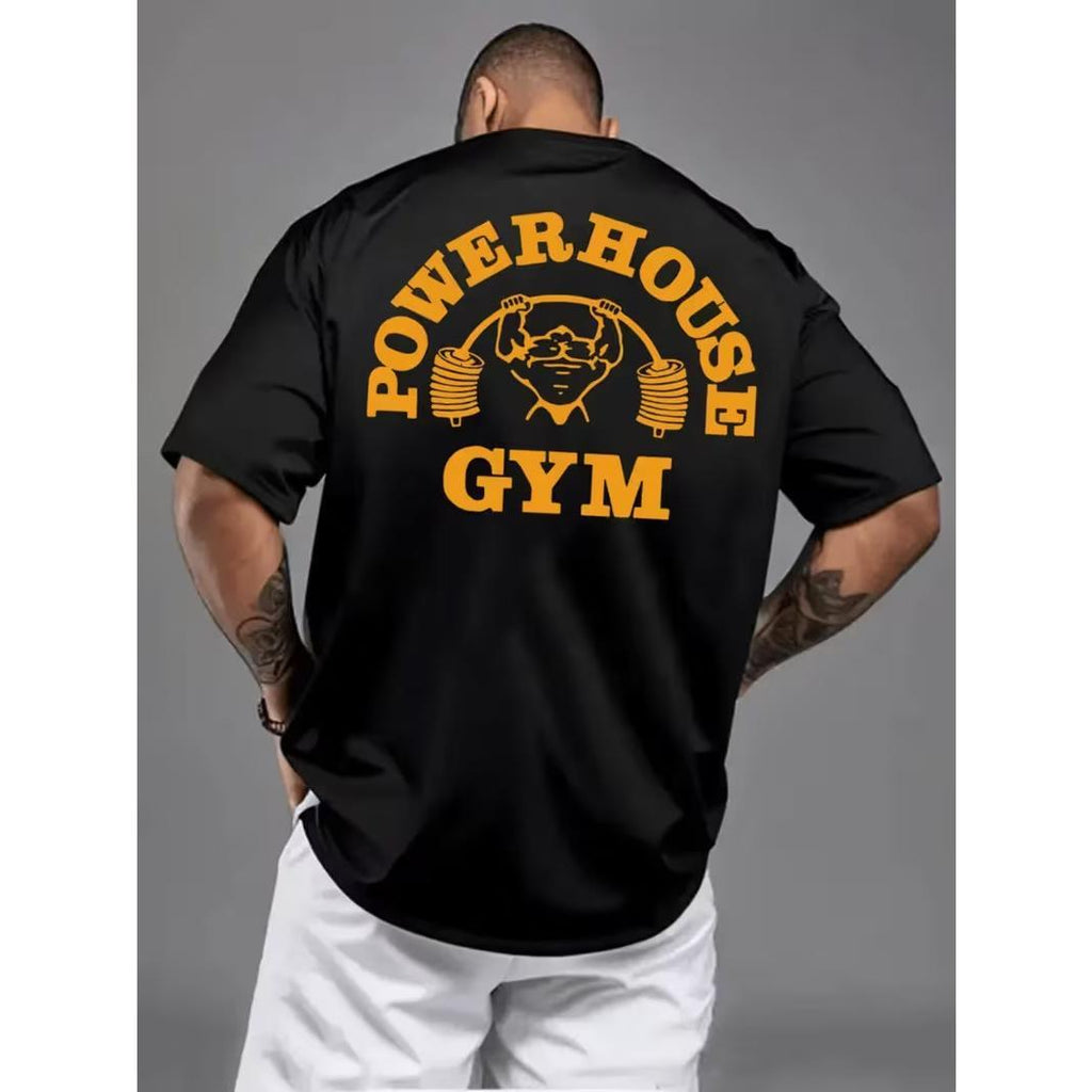 Powerhouse Gym Mens T-shirt Bodybuilding Muscle Fitness Crew Neck Workout Top Te