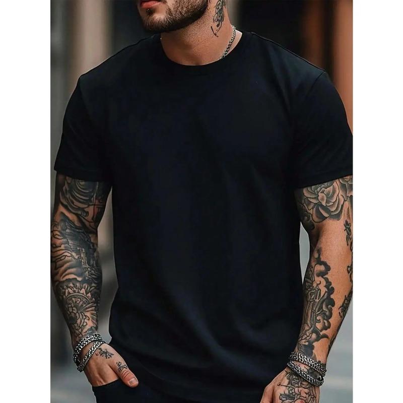 [Funny Graphic Tee]PAPA Letter Print Men's Casual Short-Sleeved T-Shirt - Funny Elastic Round Neck Graphic Tee Loungewear Top For Summer, Father's Day Gift,Father's Day Gifts