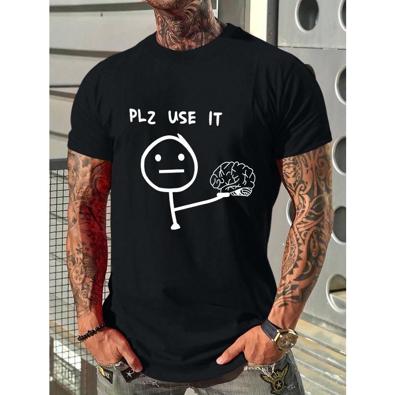 Manfinity Homme Men Cartoon & Slogan Graphic Casual Short Sleeve Tee, For Going Out, For Husband