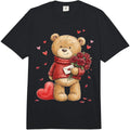 Cute Teddy Bear Roses Women Valentines Day Shirt Girl Heart Comfort Colors Adult Heavyweight T-Shirt