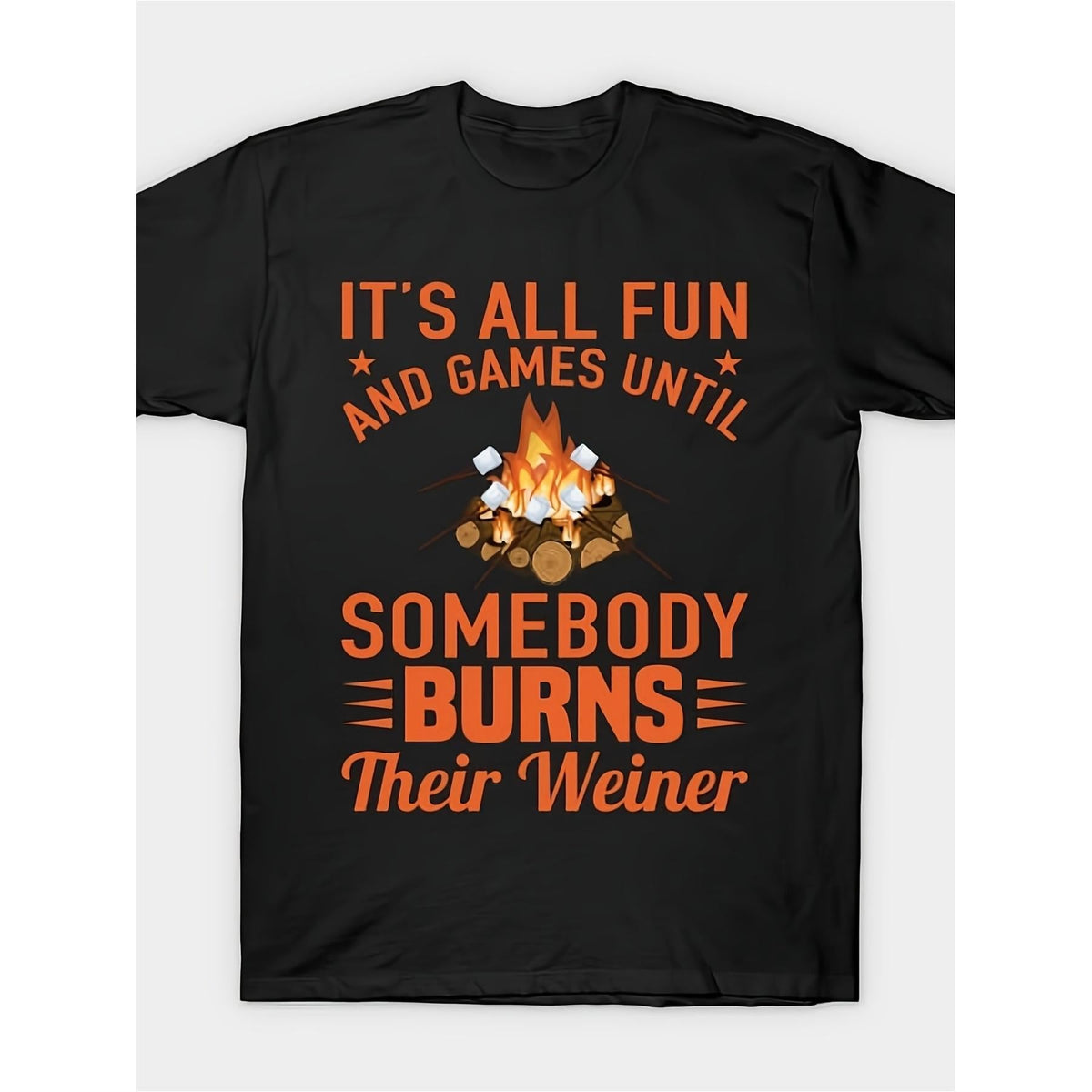 Men's Casual Cotton T-Shirt with a Vintage Campfire Graphic, Short Sleeve Crew Neck Tee in a Regular Fit for Outdoor Adventure
