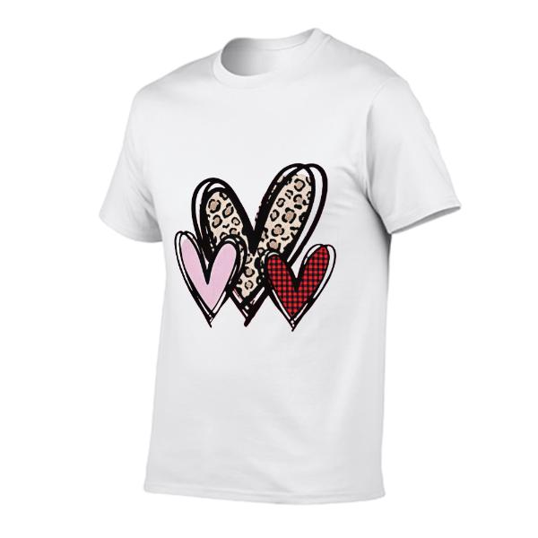 Womens Love Heart Shirts Short Sleeve Valentines Crewneck Colorful Heart Graphic Tees Tops