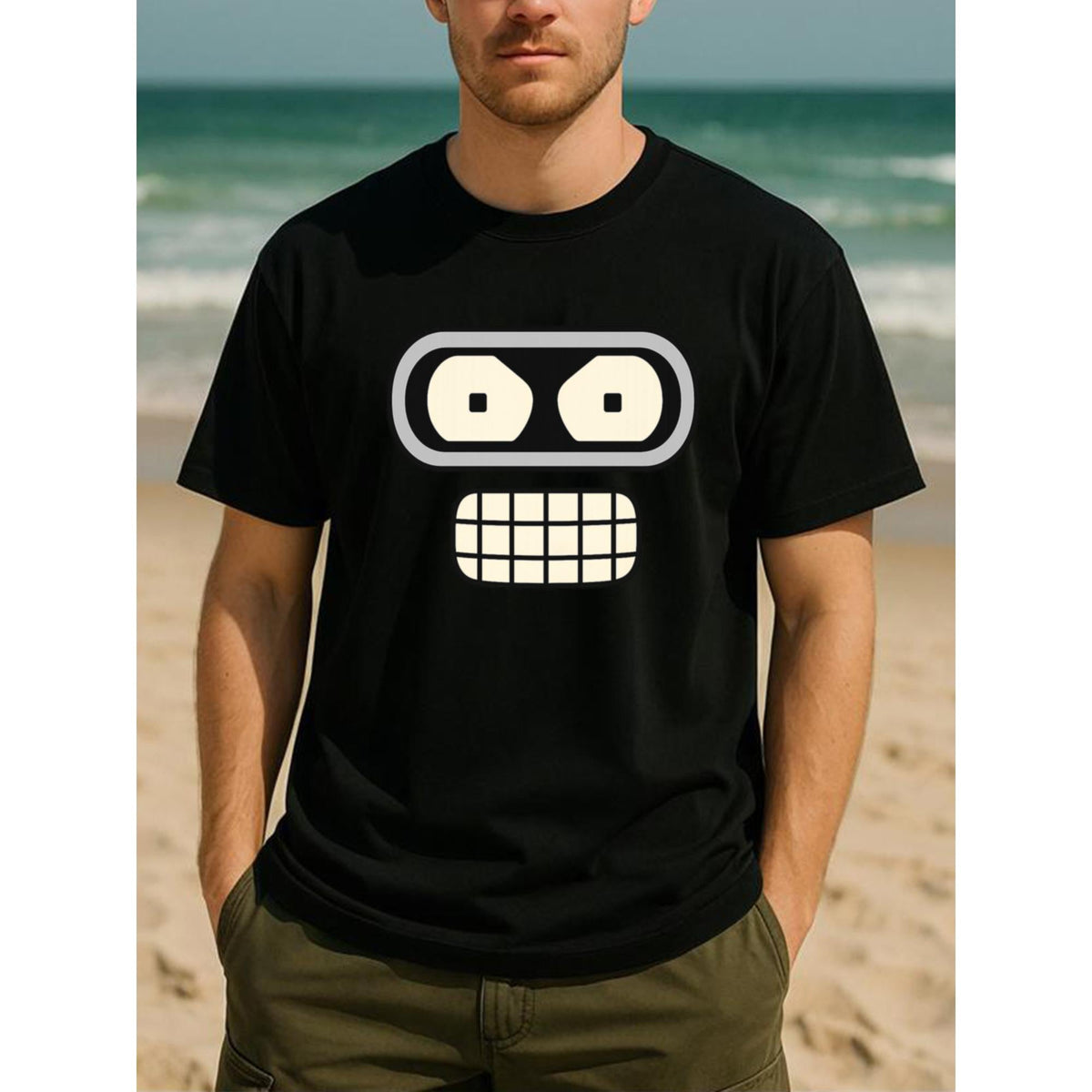 Printing Robot Faces on Men'S Apparel, Stylish And Minimalist Fashion for Men