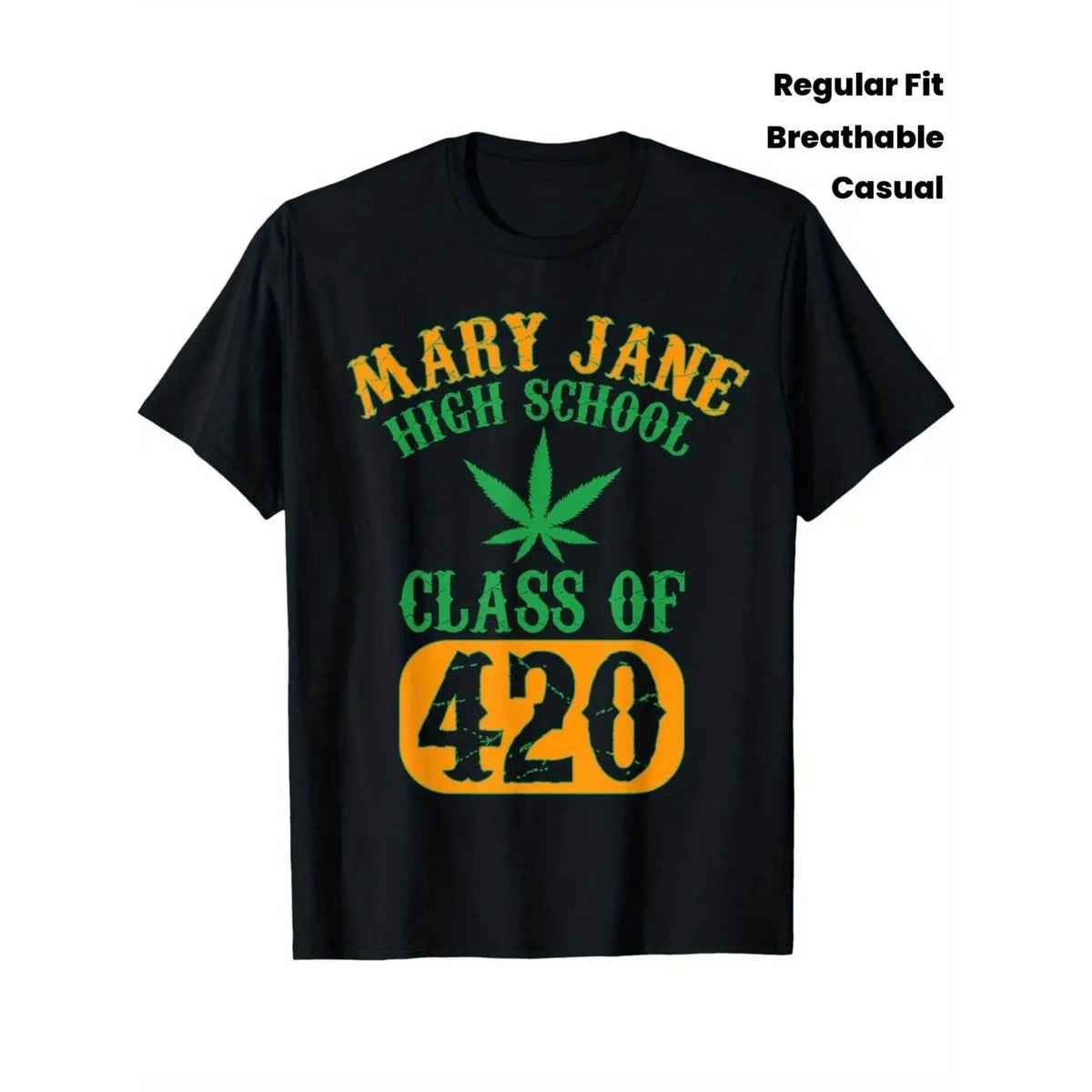 Men's Class of 420 Weed Graphic T-Shirt, 100% Fabric, Crew Neck, Short Sleeve, Regular Fit, Weekend Casual Wear