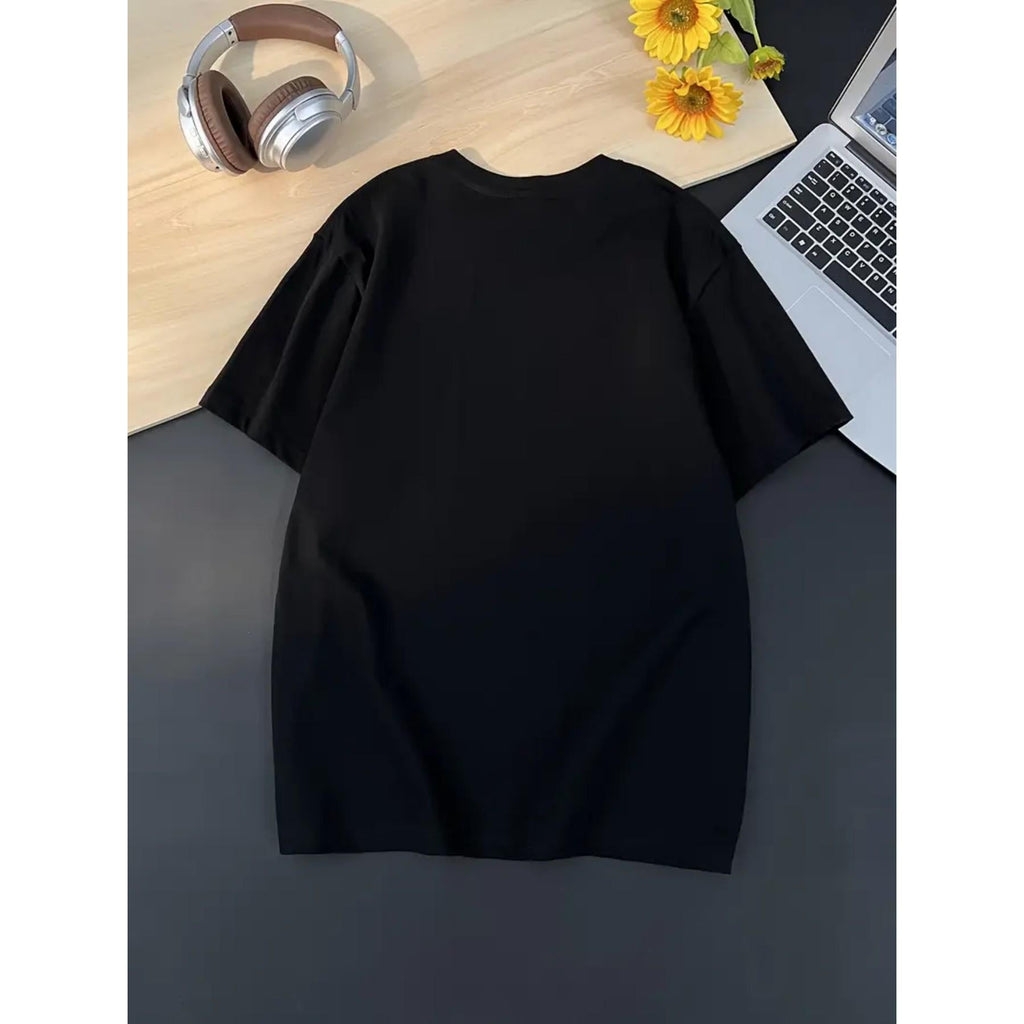 Women's Valentine's Day Heart Print T-Shirt  Short Sleeve Round Neck Casual Elegant Top with Heart & Love Symbol Design