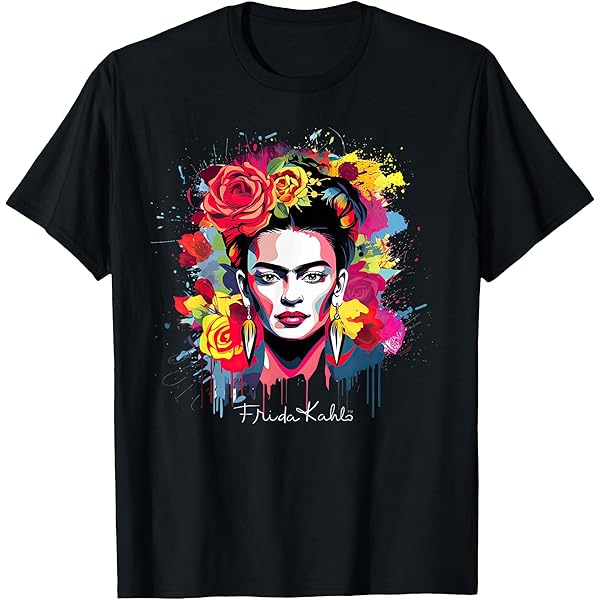 Frida Kalho Artistic T-Shirt, Crayon Canvas Frida Tee, Frida Kalho Shirt