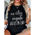 Raglan Sleeve Black No Estoy Enojada Spanish Quote Casual Tee Summer Personalized Short Sleeve T-Shirt Unisex USA Made Cotton Fabric Breathable Everyday Fit Minimalist Style Plus Size