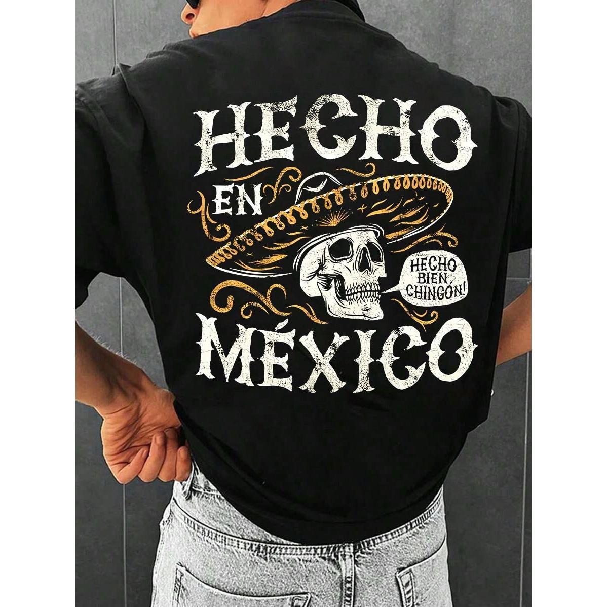 Made In Mexico Graphic Print 100% Cotton T-Shirt Mens T-Shirt, Summer And Spring Short Sleeve Crew Neck Casual Tops, Mens Clothing