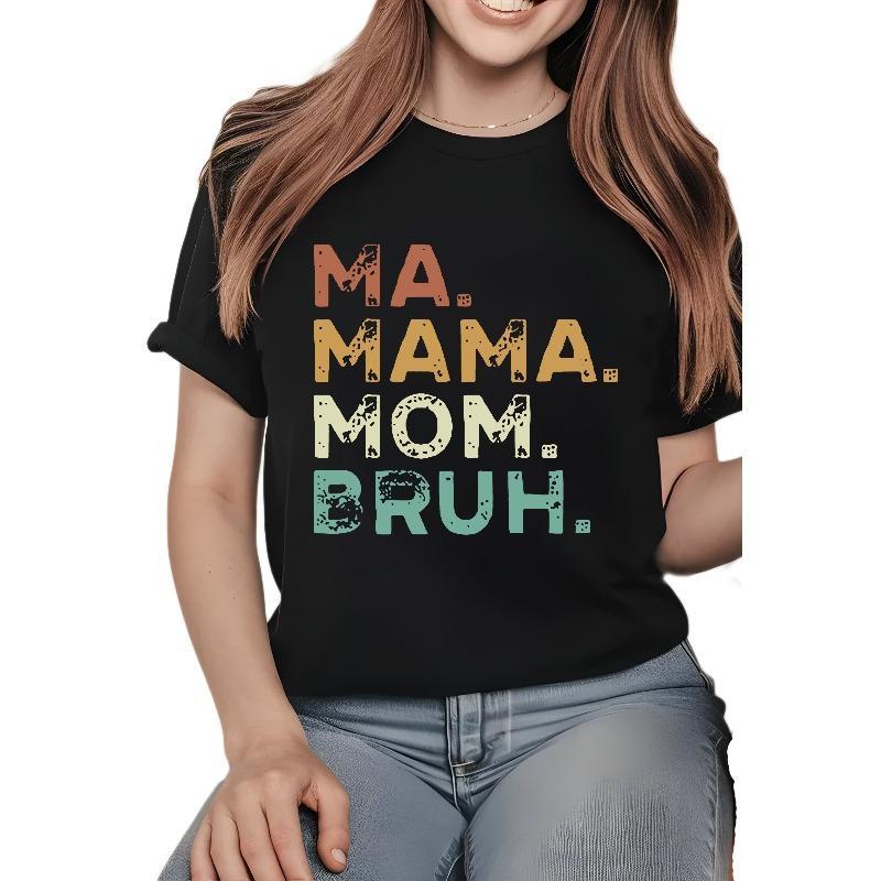 Graphic Print MAMABRUH T-Shirt for Women Casual Short Sleeve Tee 1 Pcs 100% Heavy Cotton - Comfortable Crew Neck, Soft Adorable Tees Tops