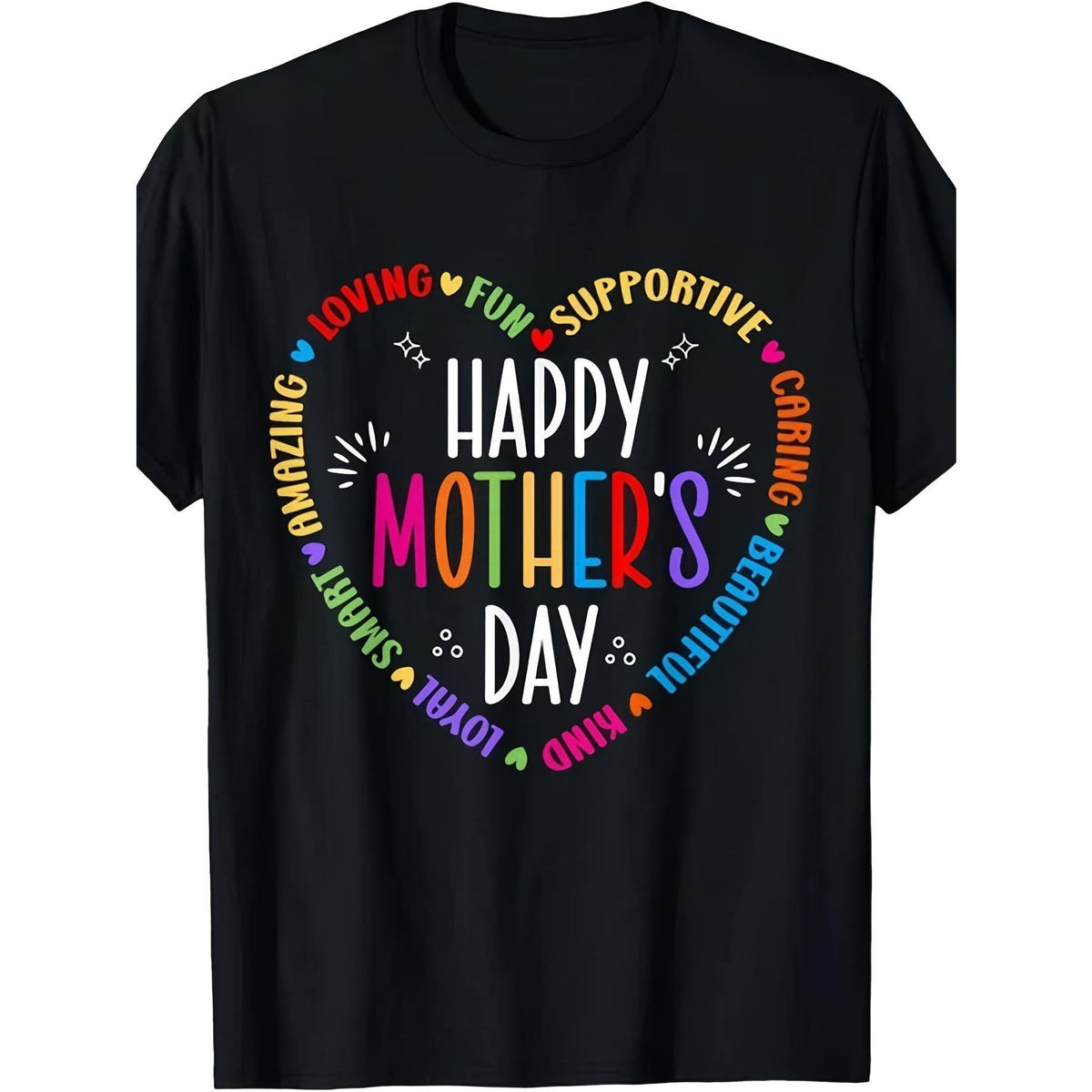 Women's 100% Cotton Casual Graphic T-Shirt - Short Sleeve Round Neck Regular Fit Happy Mother's Day Top, Shortsleeve