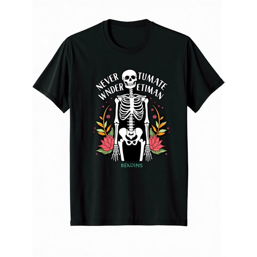 Men'S Hip Replacement Surgery Recovery T-Shirt - Never Wander Tumetiman Graphic Tee - Black with White Skeleton Design - Heavyweight 220gsm Post-Surgery Shirt - Casual Everyday & Physical Relax Apparel - Machine Washable, Bold Statement Shirt