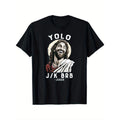 Funny Christian YOLO JK BRB Smartphone Icon T-Shirt for Men - Humorous Religious Easter Tee with Smiling & Smartphone Design, Comfortable Crew Neck Short Sleeve Casual Church Wear, All-Season Christian Apparel (Black)